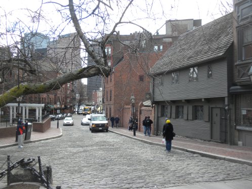 The Freedom Trail passes by Paul Revere's home, on the right.